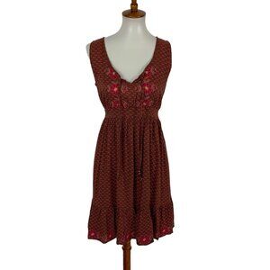 Fossil Dress Small Sleeveless Red Embroidered Boho Festival Summer